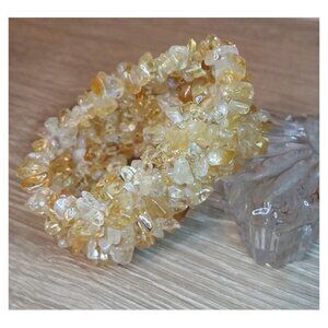 Natural Yellow Stone/Gemstone Chips Multi Row Stretch Bracelet